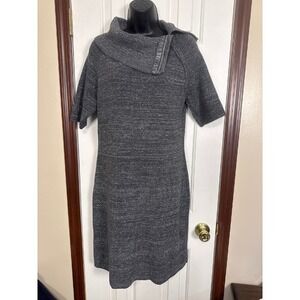 Liz Claiborne Sweater Dress Gray Metallic Knit‎ Short Sleeve Size L